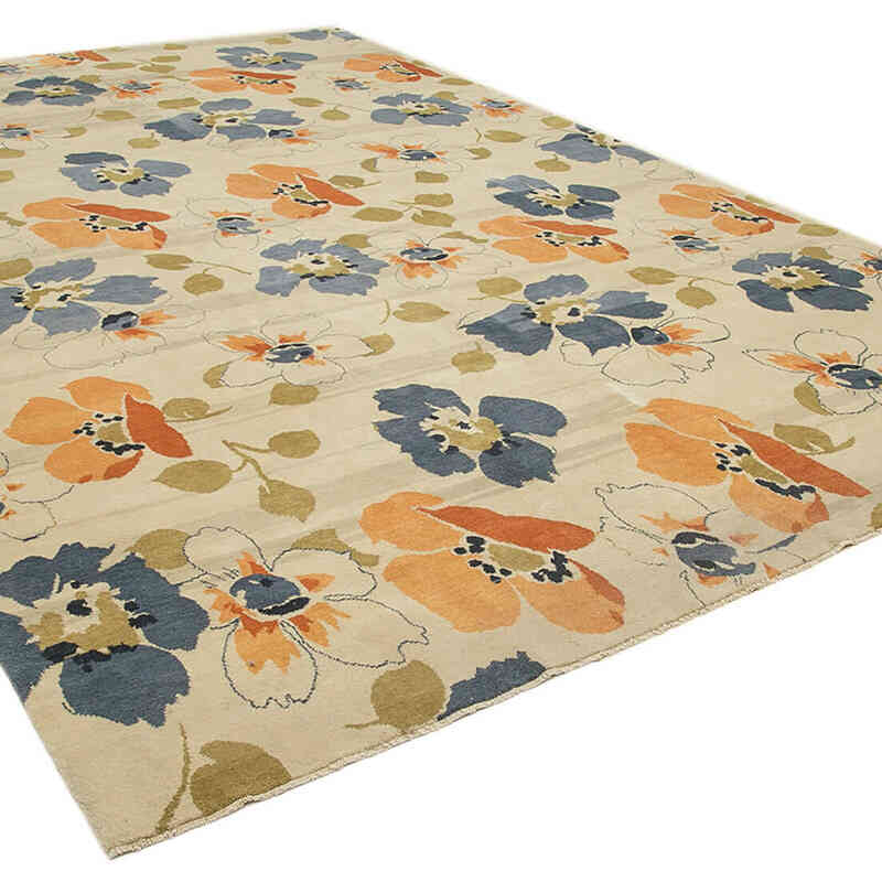 New Hand Knotted Wool Oushak Rug - 10'  x 14' 4" (120" x 172") - K0040743