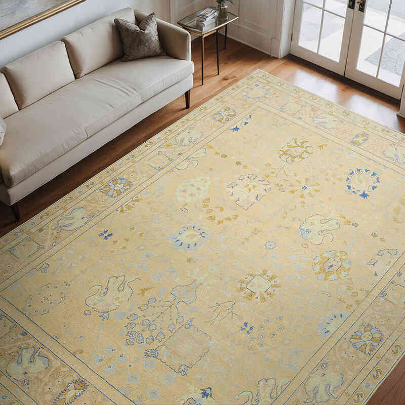 New Hand Knotted Wool Oushak Rug - 8' 11" x 12'  (107" x 144") - K0040768