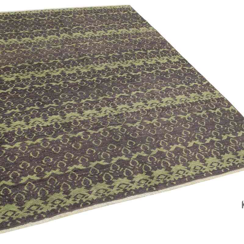 Purple New Hand Knotted Wool Oushak Rug - 6' 3" x 8' 6" (75 in. x 102 in.) - K0040778
