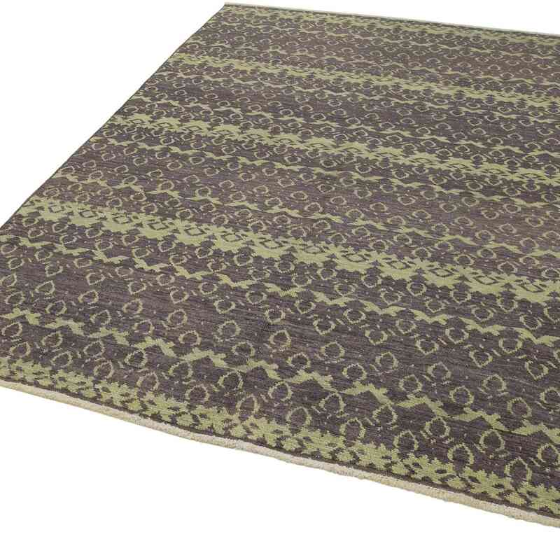 Purple New Hand Knotted Wool Oushak Rug - 6' 3" x 8' 6" (75 in. x 102 in.) - K0040778