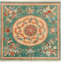 New Hand Knotted Wool Oushak Rug - 6' 11" x 6' 7" (83" x 79")