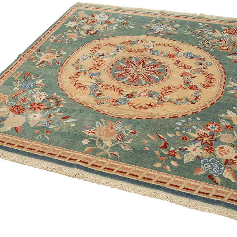 New Hand Knotted Wool Oushak Rug - 6' 11" x 6' 7" (83" x 79") - K0040851