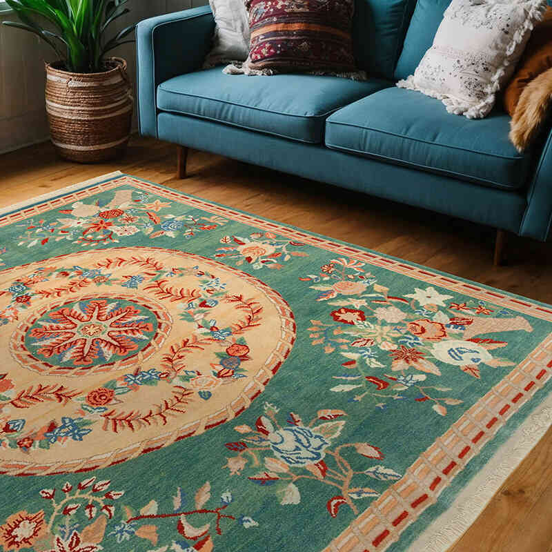 New Hand Knotted Wool Oushak Rug - 6' 11" x 6' 7" (83" x 79") - K0040851