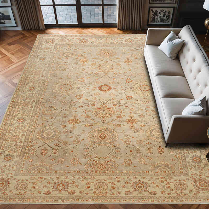 New Hand Knotted Wool Oushak Rug - 9' 9" x 12' 8" (117" x 152") - K0040872