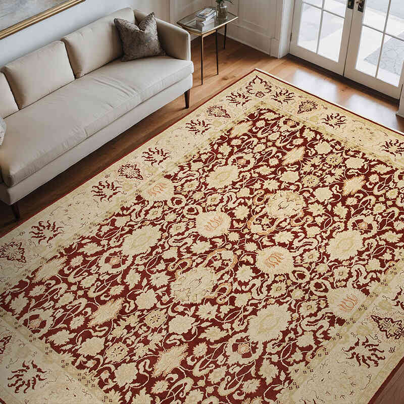 New Hand Knotted Wool Oushak Rug - 9' 2" x 11' 11" (110" x 143") - K0040941