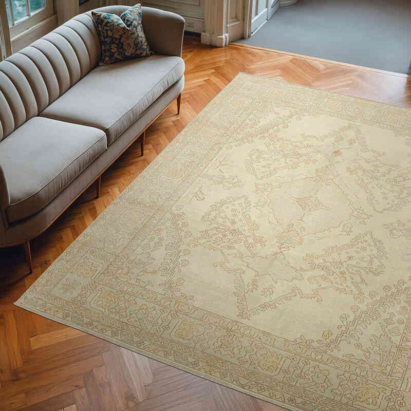 New Hand Knotted Wool Oushak Rug - 8' 3" x 9' 5" (99" x 113") - K0040944