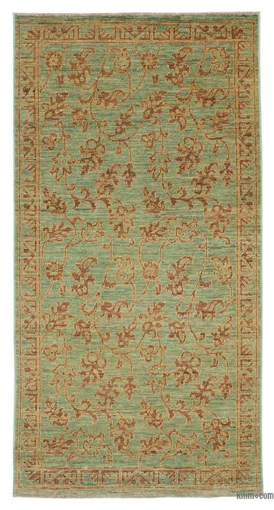 Green New Hand Knotted Wool Oushak Rug - 3'  x 5' 9" (36 in. x 69 in.)