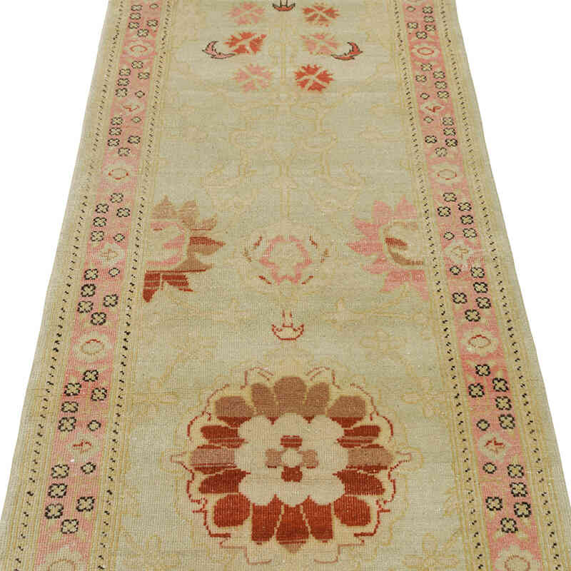 Nueva Alfombra Ushak Tejida a Mano - 75 cm x 313 cm - K0041032