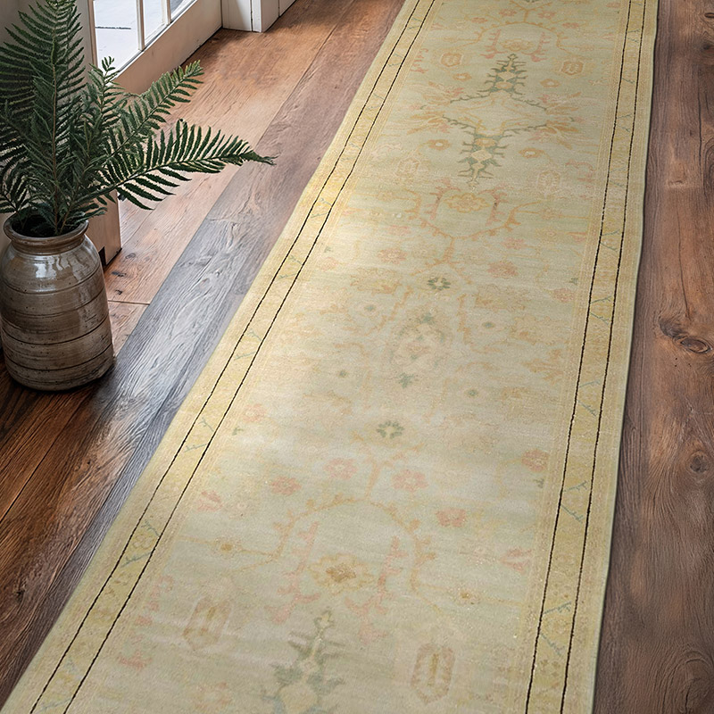 Nueva Alfombra Ushak Tejida a Mano - 87 cm x 357 cm - K0041059