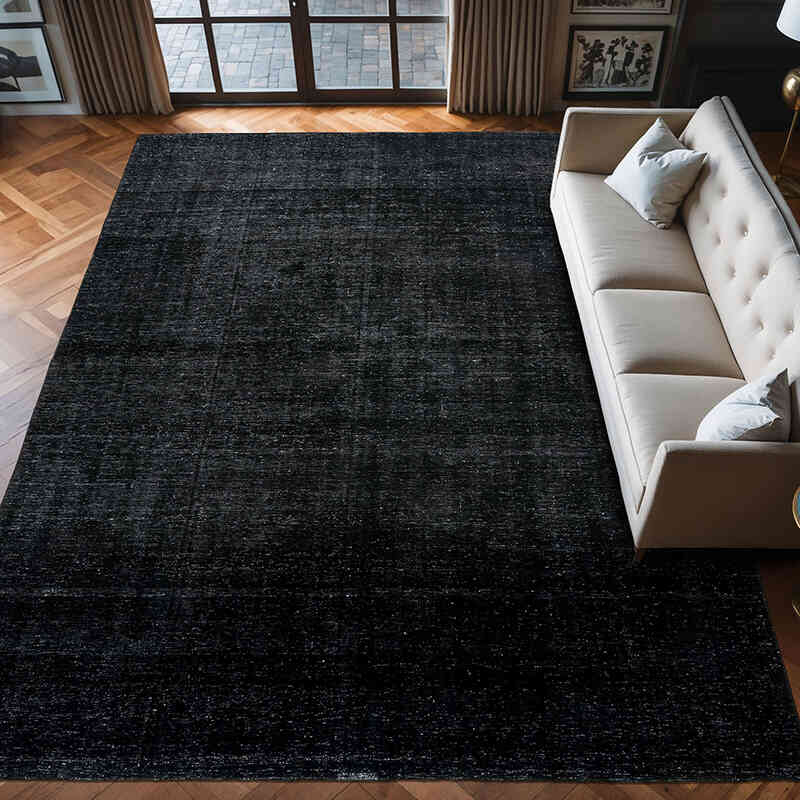 Siyah Boyalı El Dokuma Vintage Halı - 271 cm x 382 cm - K0041169