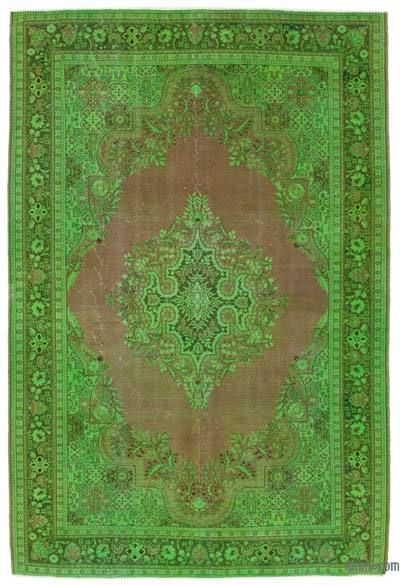 Green Overdyed Vintage Hand-Knotted Oriental Rug - 6' 11" x 10' 2" (83 in. x 122 in.)