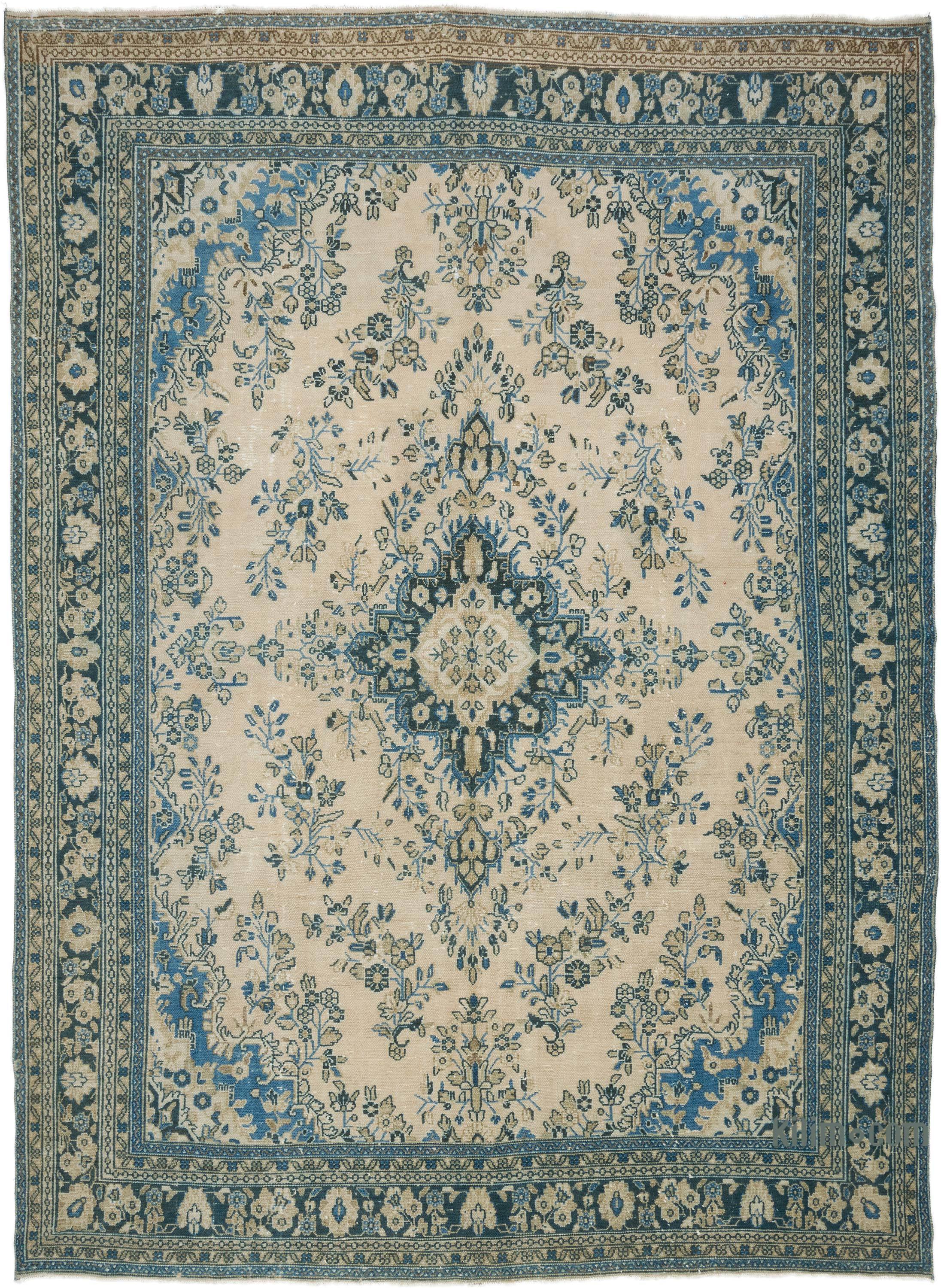 Vintage Hand Knotted Oriental Rug, Blue And Green Area Rug 5 215 7
