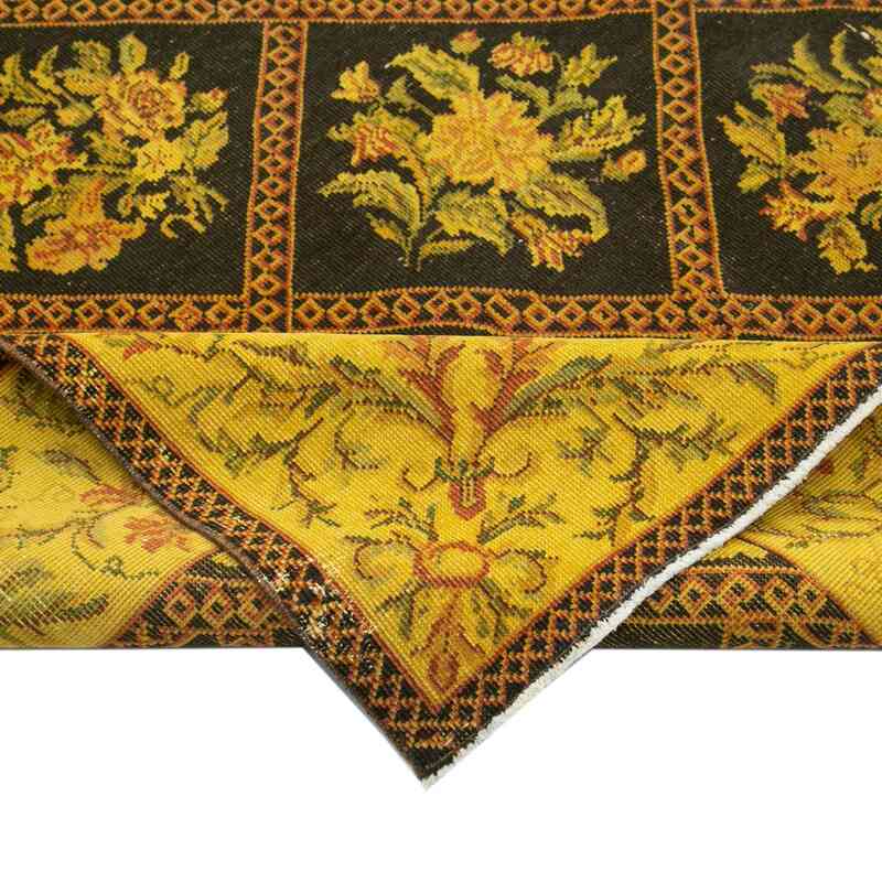 Amarillo, Negro Alfombra Turca Vintage Sobre-teñida  - 291 cm x 404 cm - K0041206