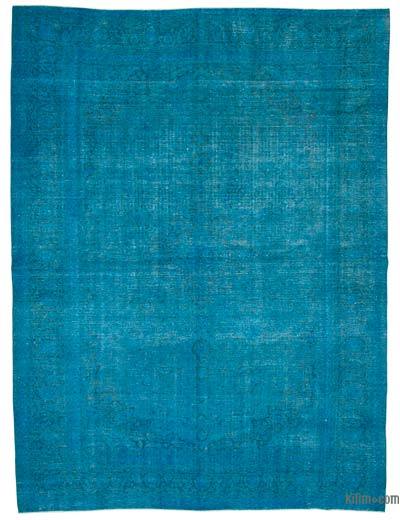 Mavi-Yeşil Boyalı El Dokuma Vintage Halı - 306 cm x 403 cm