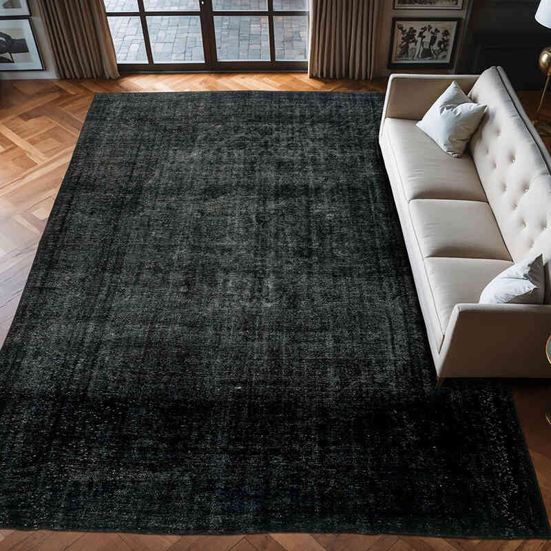 Black Over-dyed Vintage Hand-Knotted Oriental Rug - 9' 6" x 13' 5" (114" x 161") - K0041218