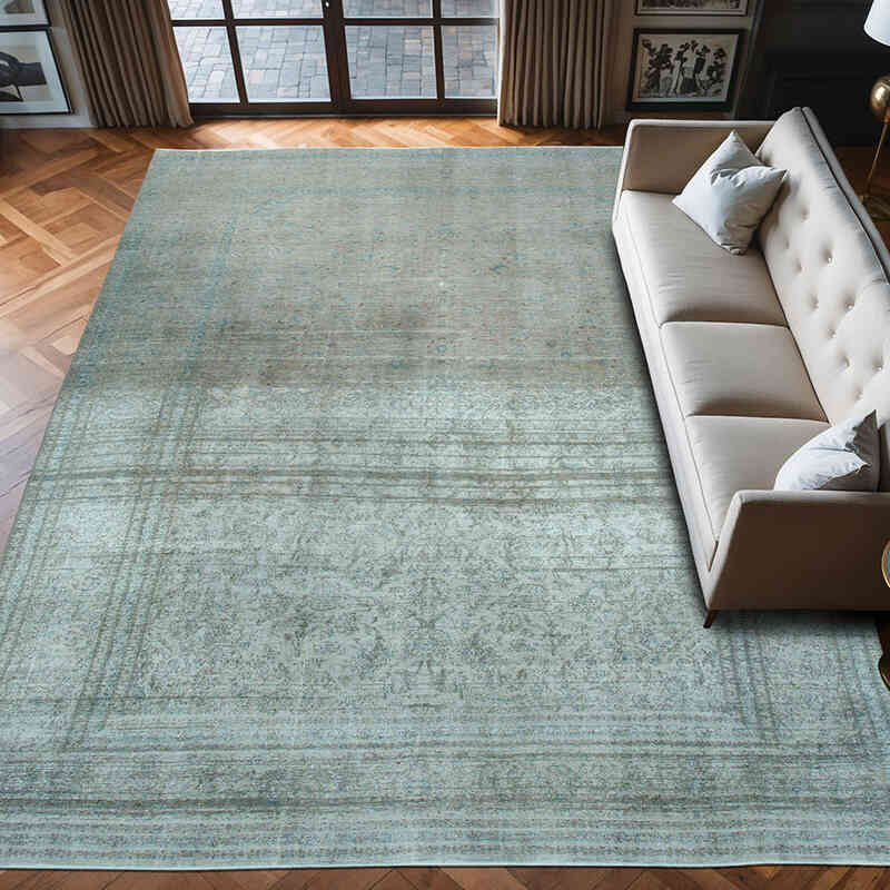 Gray Over-dyed Vintage Hand-Knotted Oriental Rug - 9' 8" x 12' 7" (116" x 151") - K0041297