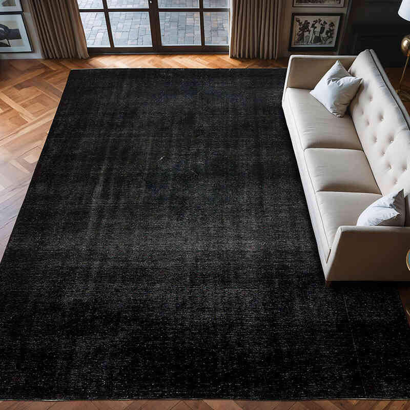 Negro Alfombra Turca Vintage Sobre-teñida  - 305 cm x 417 cm - K0041335
