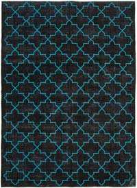 Siyah İşlemeli ve Boyalı El Dokuma Vintage Halı - 283 cm x 385 cm