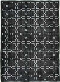Siyah İşlemeli ve Boyalı El Dokuma Vintage Halı - 286 cm x 395 cm