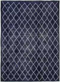 Siyah İşlemeli ve Boyalı El Dokuma Vintage Halı - 289 cm x 396 cm