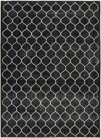 Siyah İşlemeli ve Boyalı El Dokuma Vintage Halı - 293 cm x 406 cm