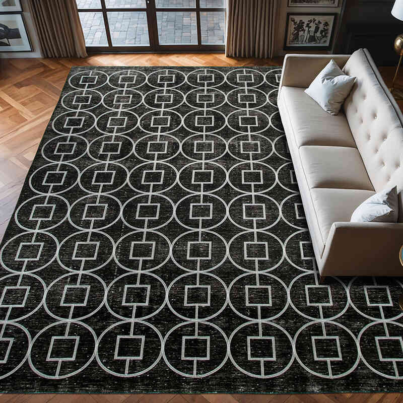 Black Embroidered Over-dyed Turkish Vintage Rug - 9' 9" x 12' 4" (117" x 148") - K0042733