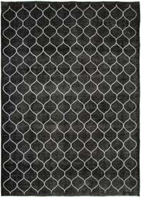 Siyah İşlemeli ve Boyalı El Dokuma Vintage Halı - 297 cm x 416 cm