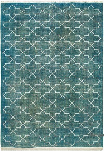 İşlemeli ve Boyalı El Dokuma Vintage Halı - 301 cm x 409 cm