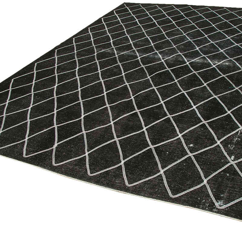 Negro Alfombra Turca bordada sobre teñida vintage - 292 cm x 392 cm - K0042739