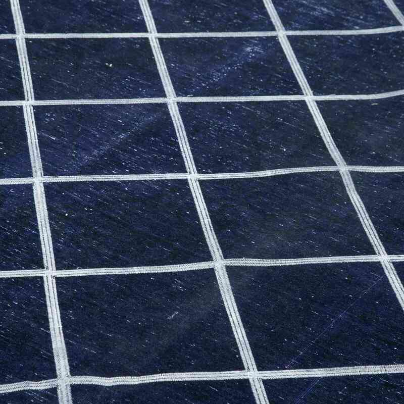 Azul Oscuro Alfombra Turca bordada sobre teñida vintage - 293 cm x 431 cm - K0042740
