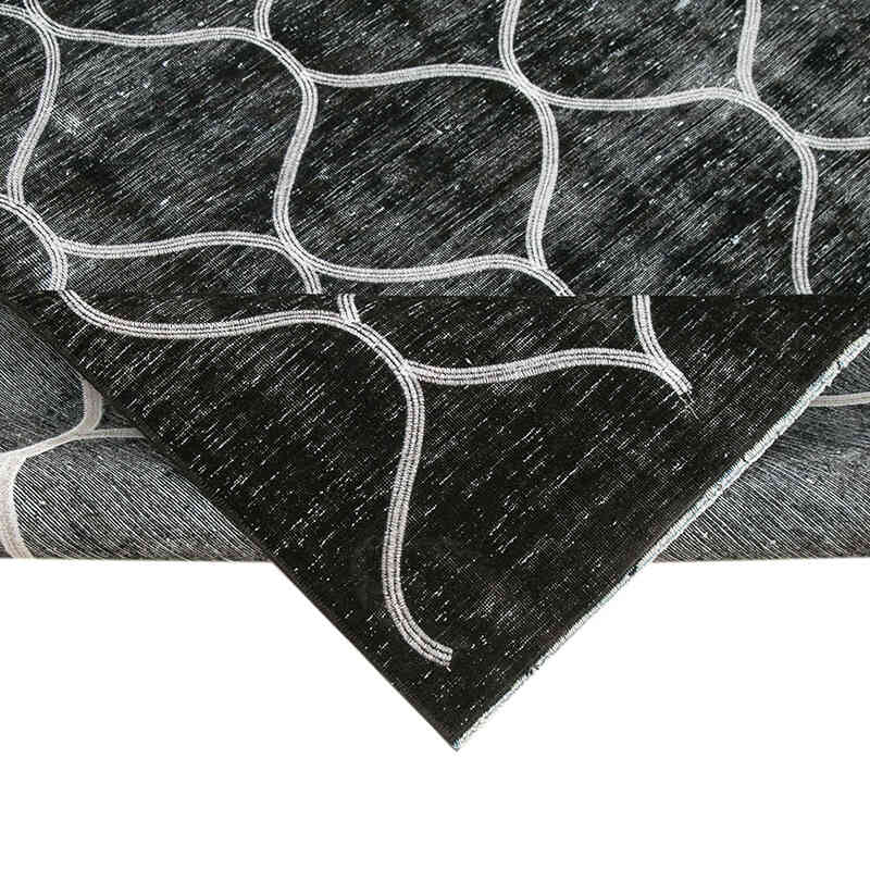 Negro Alfombra Turca bordada sobre teñida vintage - 262 cm x 357 cm - K0042741