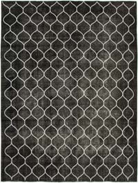 Black Embroidered Over-dyed Turkish Vintage Rug - 9' 10" x 12' 6" (118" x 150")