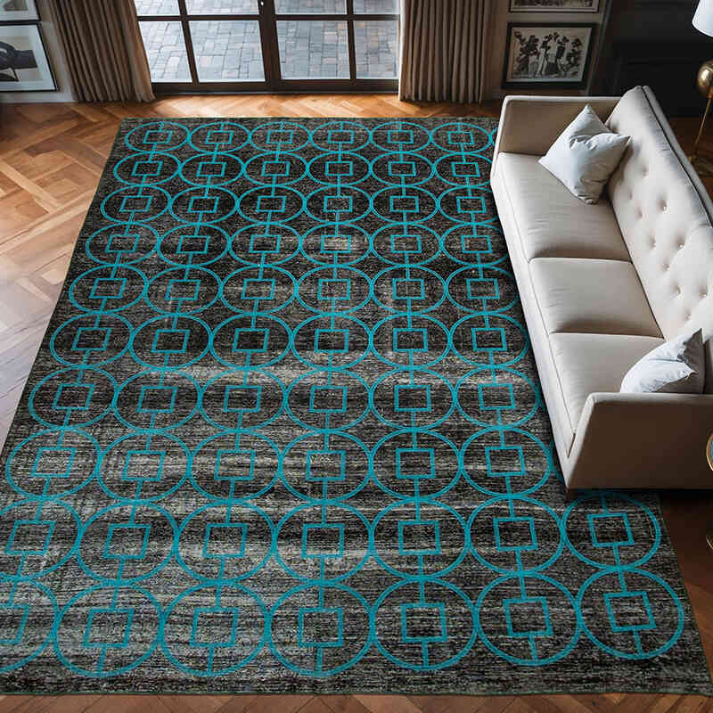 Negro Alfombra Turca bordada sobre teñida vintage - 292 cm x 420 cm - K0042745