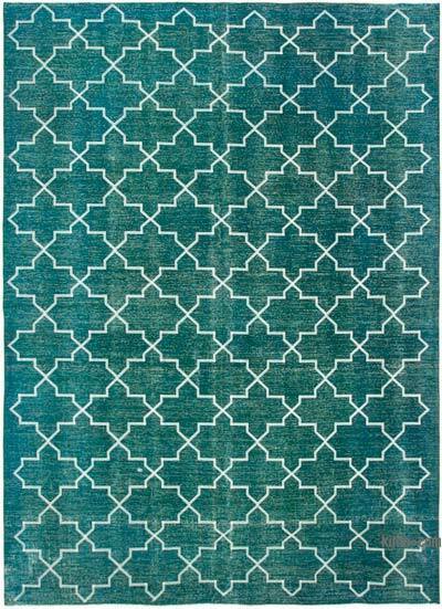 İşlemeli ve Boyalı El Dokuma Vintage Halı - 287 cm x 391 cm