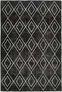 Black Embroidered Over-dyed Turkish Vintage Rug - 9' 4" x 13' 5" (112" x 161")