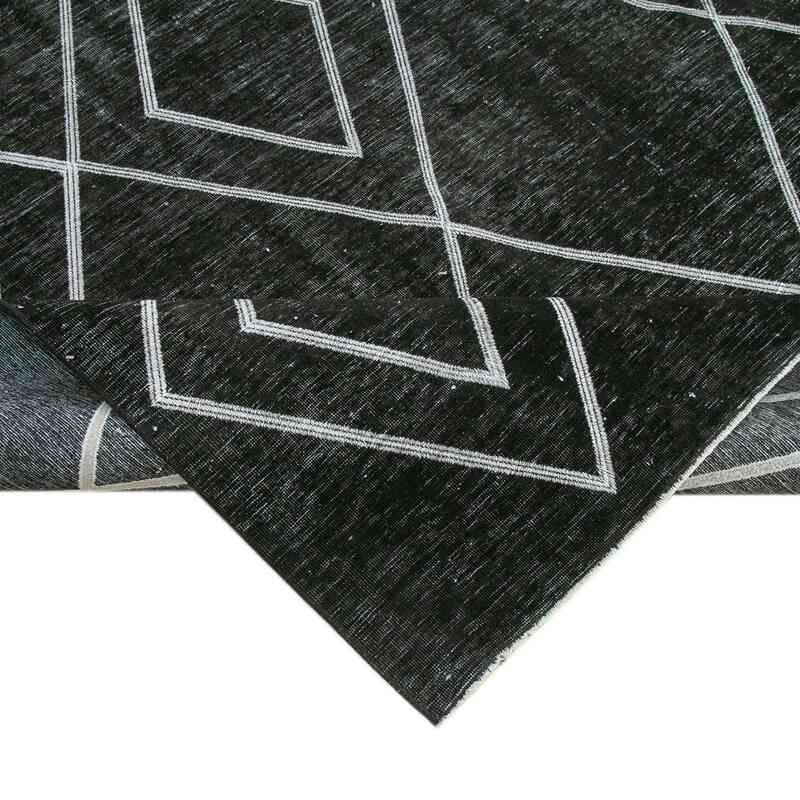 Siyah İşlemeli ve Boyalı El Dokuma Vintage Halı - 284 cm x 408 cm - K0042748