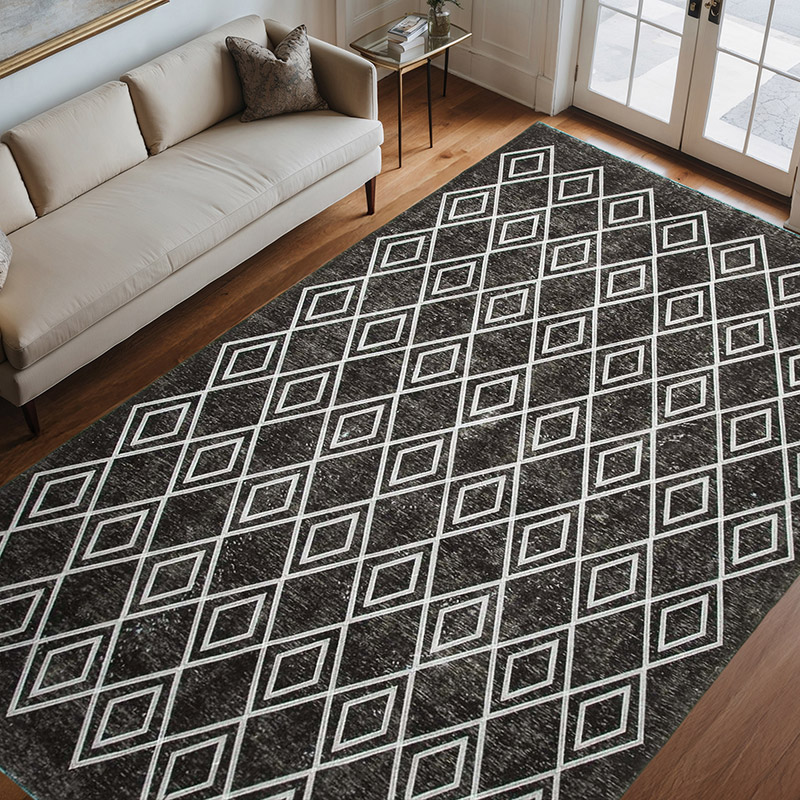 Negro Alfombra Turca bordada sobre teñida vintage - 230 cm x 342 cm - K0042756