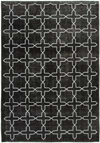 Siyah İşlemeli ve Boyalı El Dokuma Vintage Halı - 272 cm x 394 cm