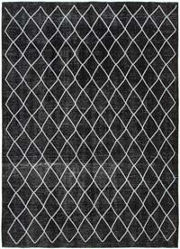 Siyah İşlemeli ve Boyalı El Dokuma Vintage Halı - 293 cm x 394 cm