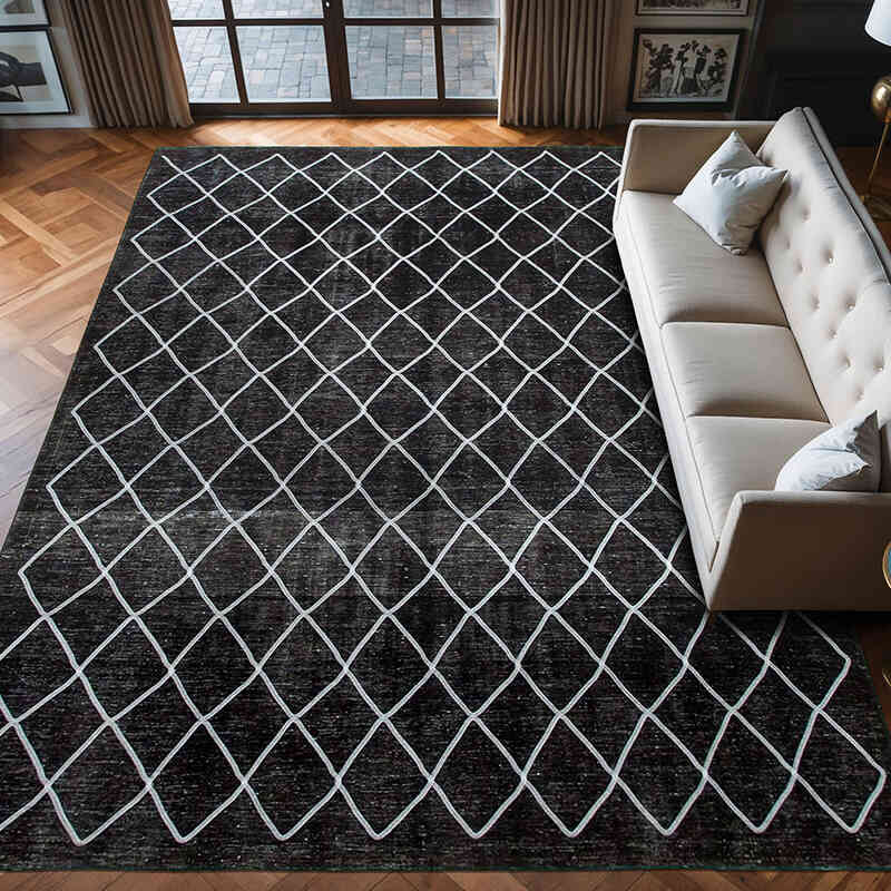 Negro Alfombra Turca bordada sobre teñida vintage - 293 cm x 394 cm - K0042760
