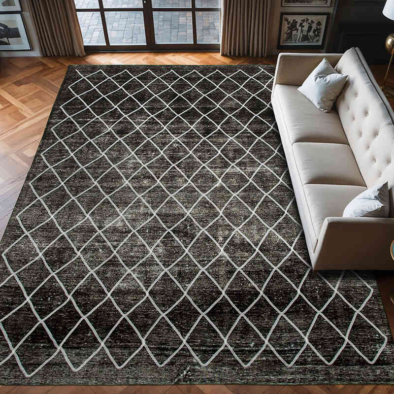 Negro Alfombra Turca bordada sobre teñida vintage - 290 cm x 400 cm - K0042762