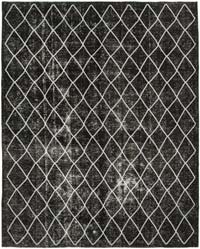 Black Embroidered Over-dyed Turkish Vintage Rug - 9' 11" x 12' 1" (119" x 145")