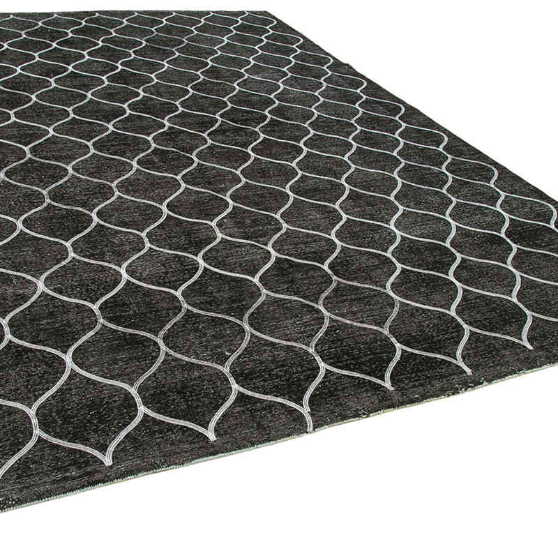 Negro Alfombra Turca bordada sobre teñida vintage - 290 cm x 394 cm - K0042764