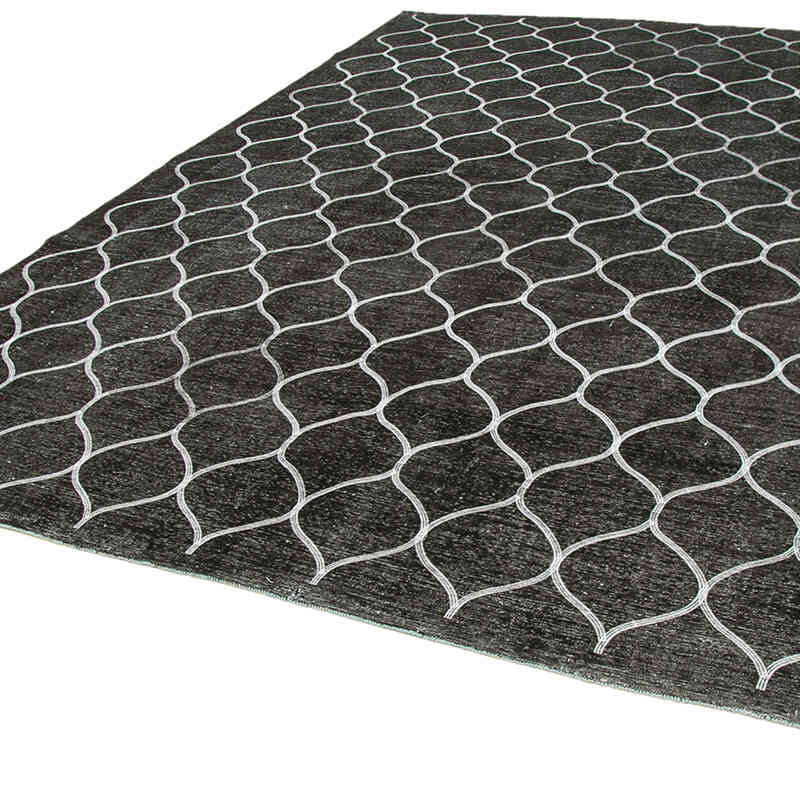 Negro Alfombra Turca bordada sobre teñida vintage - 290 cm x 394 cm - K0042764