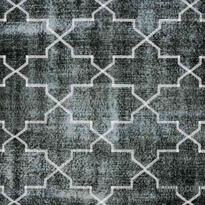 Black Embroidered Over-dyed Turkish Vintage Rug - 8'  x 10' 8" (96" x 128") - K0042768