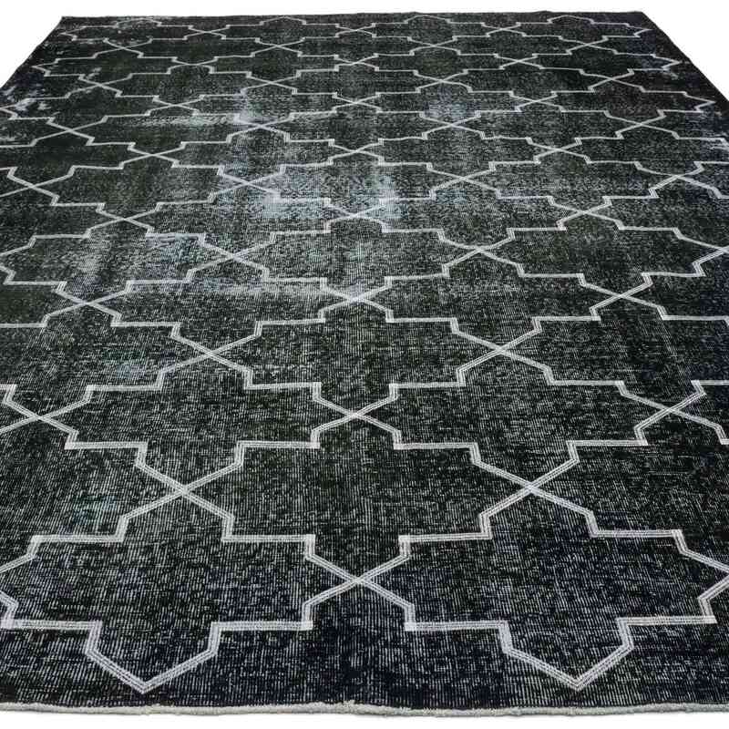 Black Embroidered Over-dyed Turkish Vintage Rug - 8'  x 10' 8" (96" x 128") - K0042768