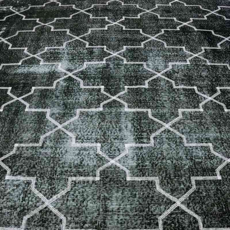 Black Embroidered Over-dyed Turkish Vintage Rug - 8'  x 10' 8" (96" x 128") - K0042768