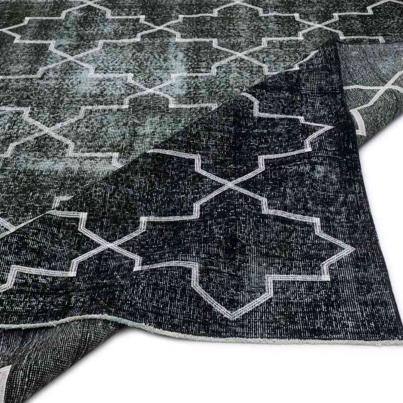Black Embroidered Over-dyed Turkish Vintage Rug - 8'  x 10' 8" (96" x 128") - K0042768