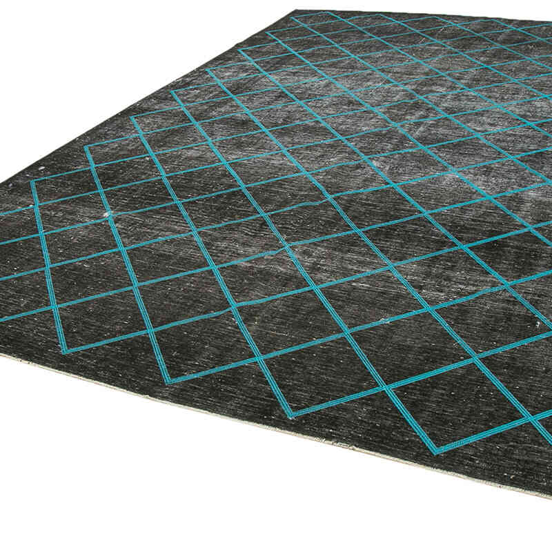 Black Embroidered Over-dyed Turkish Vintage Rug - 9' 9" x 13' 7" (117" x 163") - K0042769