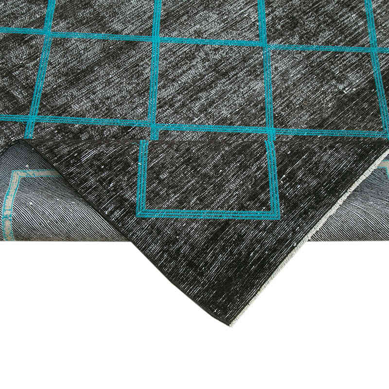 Black Embroidered Over-dyed Turkish Vintage Rug - 9' 9" x 13' 7" (117" x 163") - K0042769